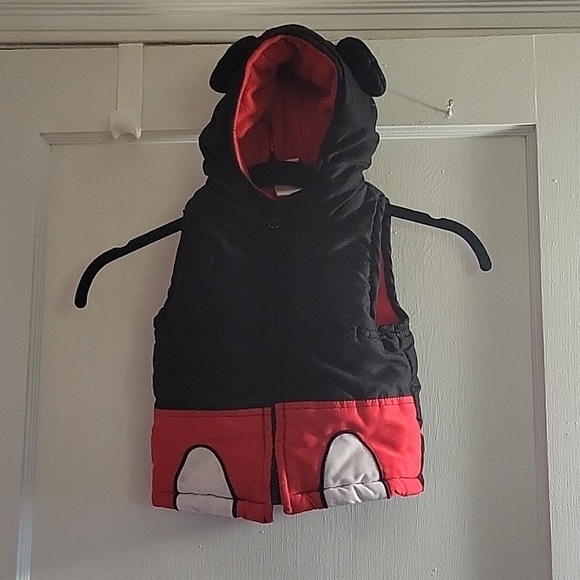 Disney Other - Disney Mickey Mouse Hooded With Ears Zippered Vest, Size: 2T
